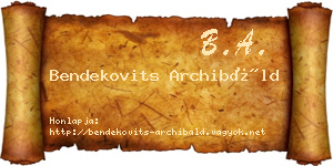 Bendekovits Archibáld névjegykártya